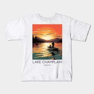 A Pop Art Travel Print of Lake Champlain - Vermont - US Kids T-Shirt